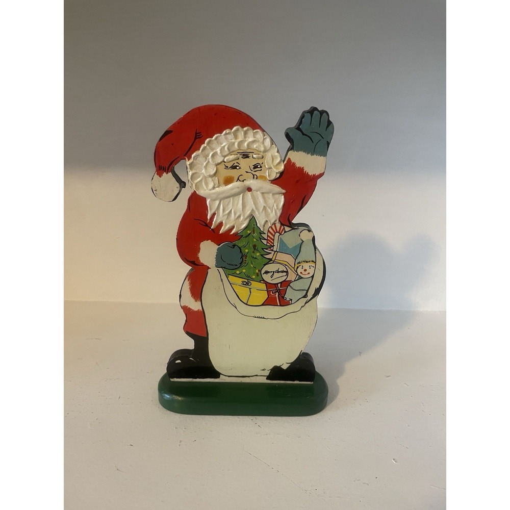 Vtg Folk Art Santa Wood Figure Old World Father Christmas Saint Nick 9" X 5.75"